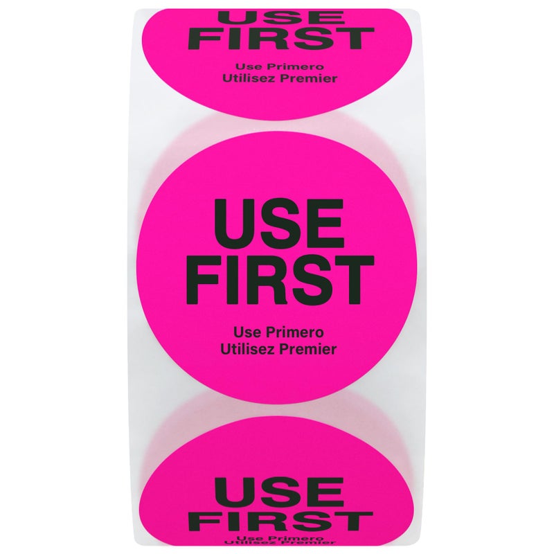 Hybsk Fluorescence USE First Stickers Restaurant Food Service FIFO Label 1.5 Inch Total 500 Labels Per Roll (Fluorescence Pink) - Image 3